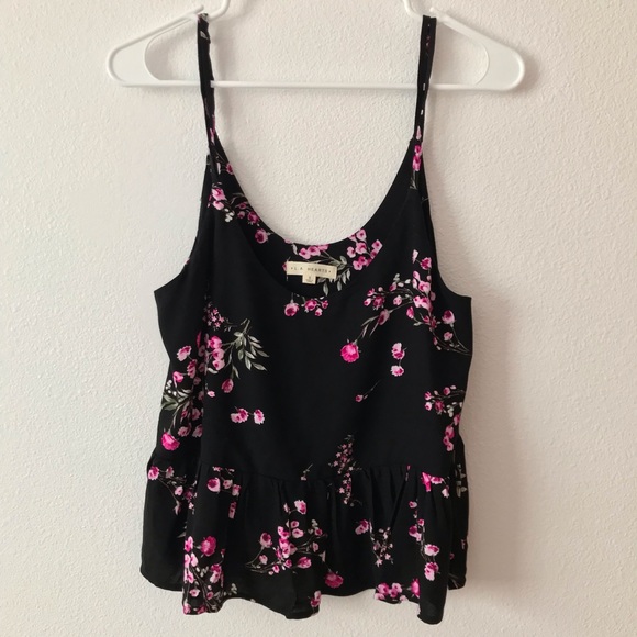 La Hearts Tops - LA Hearts Black Flowy Floral Tank